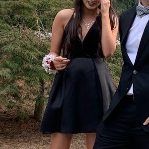 Black V-Neck Cocktail Dress